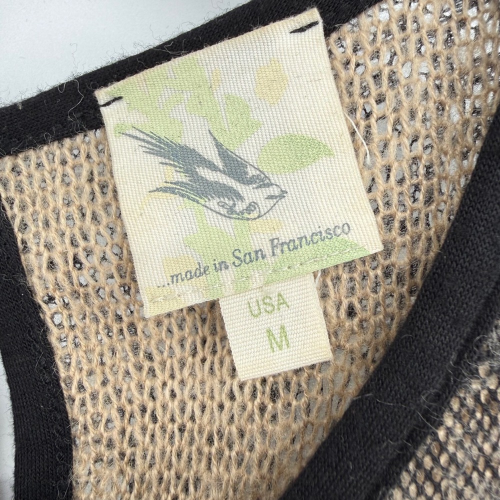 ANTHROPOLOGIE WESTON WEAR DULCIE TULLE SLEEVELESS SWEATER DRESS BLACK TAN MEDIUM - Picture 4 of 8